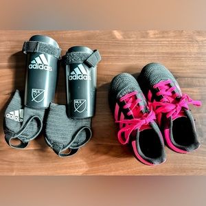 Very lightly used Adidas soccer cleats + free Adidas shinguards